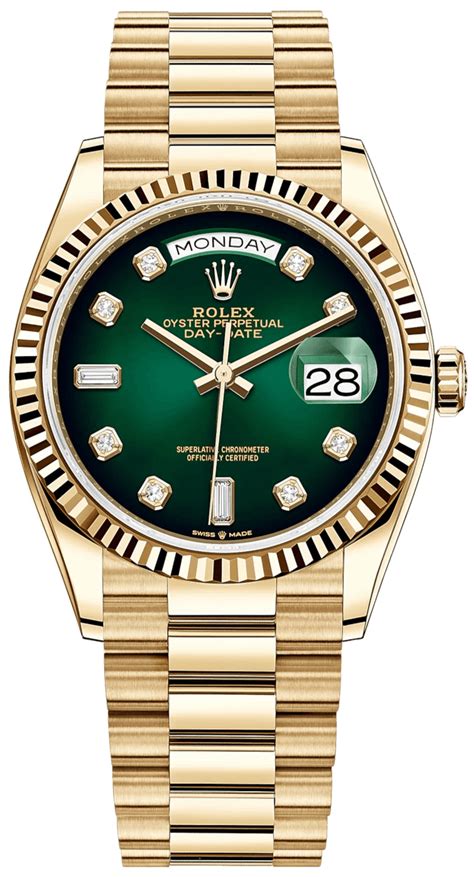 rolex day date green dial diamond bezel|rolex diamond bezel price.